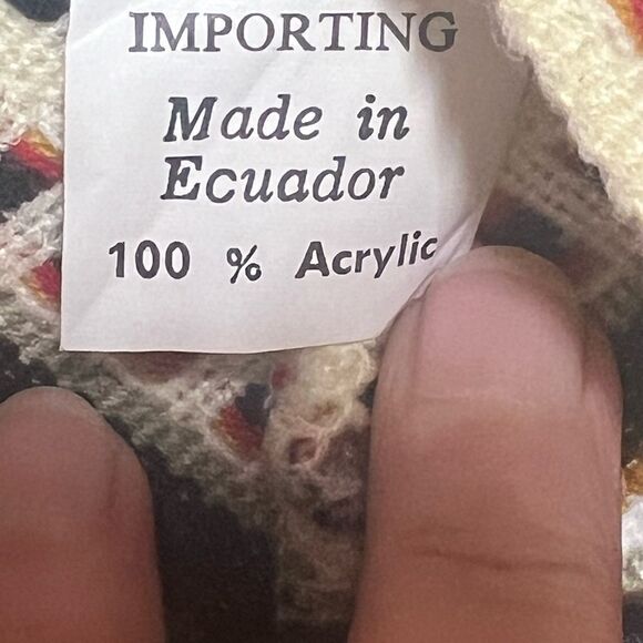 New Otavalito Ecuador Hand Knit Indigenous Poncho One Size - Picture 5 of 5